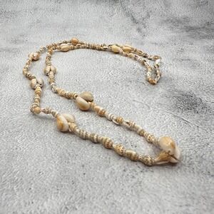 Long Cowrie Shell Necklace Boho Coastal Beach Layering Vintage Statement Gift